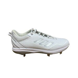 ADIDAS ICON 7 BASEBALL CLEATS METAL MENS SIZE 12 FZ1557 WHITE SILVER LOGO NWT